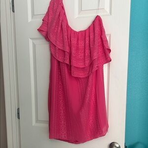 Trina Turk Hot Pink Off-Shoulder Mini Dress